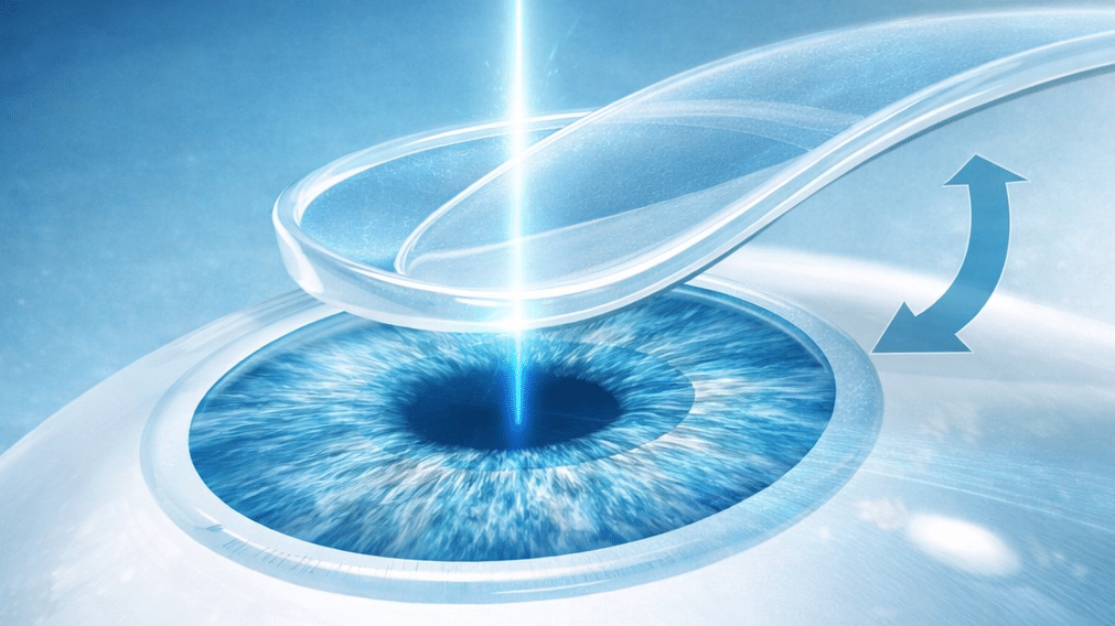 Augenarzt & Augenlasern Frankfurt dr.vision LASIK Verfahren mit Hornhautflap Darstellung